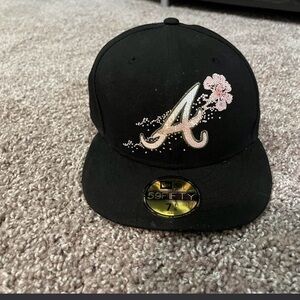 New Era Black Cap with Floral Embroidery